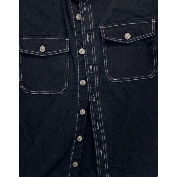 Forever 21 Jacket Men's Small Black Denim Trucker Button-Up Jean Dark Wash - Picture 4 of 11